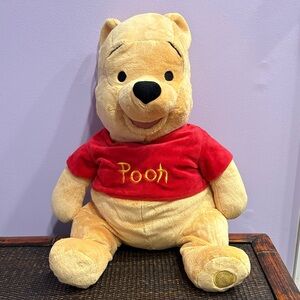 Disney Vintage Large Winnie the Pooh Stuffed Plush Smiling Face Toy Size 20" !